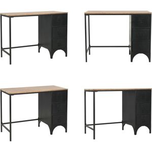 vidaXL Bureau 100x50x76 cm massief vurenhout en staal - Bureau - Bureaus - Computerbureau - Computerbureaus