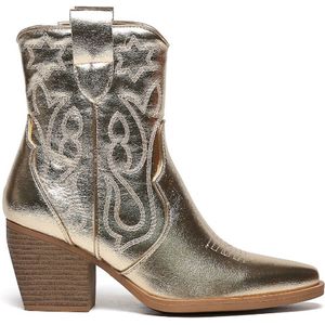 SmileFavorites® Dames Cowboylaarzen met Hak Kort - Goud - Imitatieleer - Maat 37