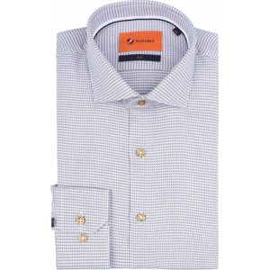 Suitable - Overhemd Twill Print Beige - Heren - Maat 40 - Slim-fit