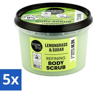 Organic Shop - Body Scrub Lemongrass - Verfrissend en Verzorgend - 250 ml - Bulkverpakking - 5 stuks