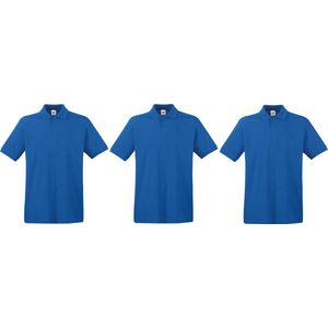 3-Pack blauw polo shirt premium van katoen voor heren - Polo t-shirts voor heren