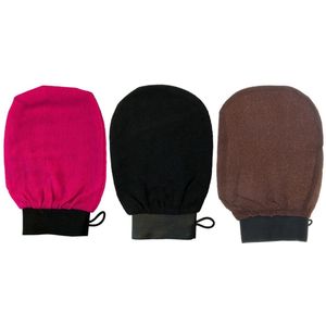 Scrub Handschoen - Exfoliërende handdoekhandschoen - Washand Exfoliating Glove - Badhandschoen - Washandje - Lichaamsscrubber - 3 stuks - Zwart, Roze en Bruin
