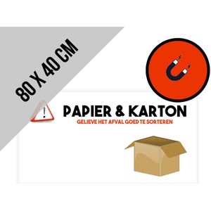 Magneetbord ""Papier & karton"" | 80 x 40 cm | Afvalcontainer | Afval | Sorteren | Container | Sterke magneet | Voor binnen en buiten | 1 stuk