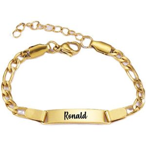 Baby/Kinder Armbandje Met Naam | Goud | RVS | Ronald