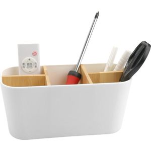 Toothbrush Holder with 5 Compartments - Bamboo Divider Bathroom Organizer