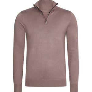 Mario Russo - Heren Sweaters Half Zip Trui Deep Taupe - Beige - Maat XL