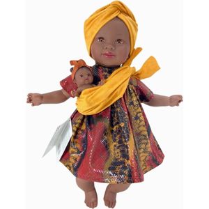 Alika pop met baby - zacht lichaam - vanillegeur - geschenkszak - cadeau babypop - wimpers - 40 cm