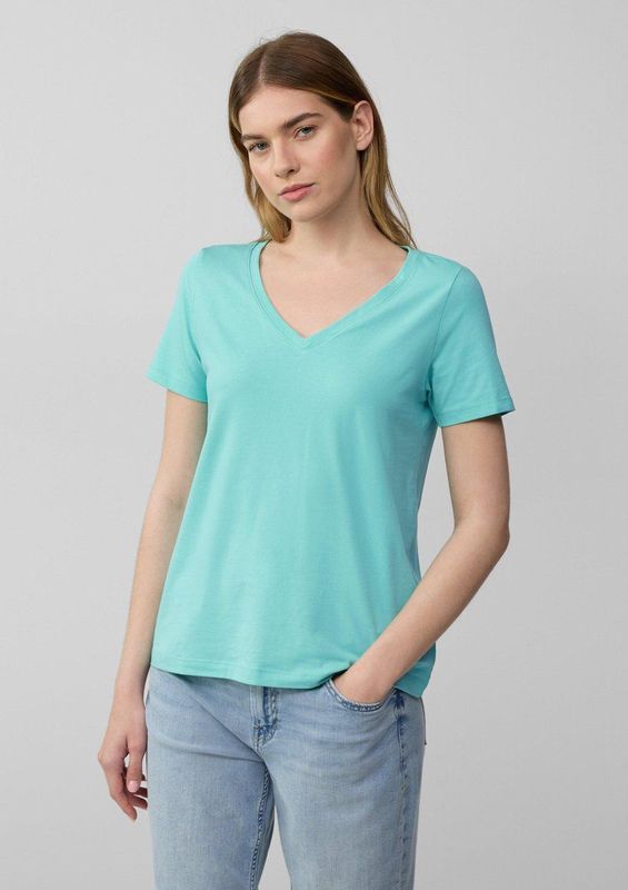 s.Oliver - Shirt - Aqua - V-hals - Kwartmouw - Effen