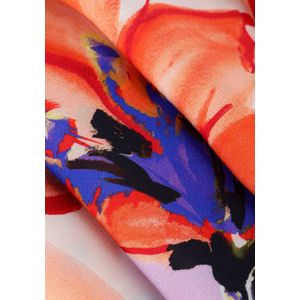 Jansen Amsterdam Wbf514 Woven Print Dress Kneelength V-neck 3/4 Puffed Sleeve Jurken Dames - Kleedje - Rok - Jurk - Oranje - Maat XXL