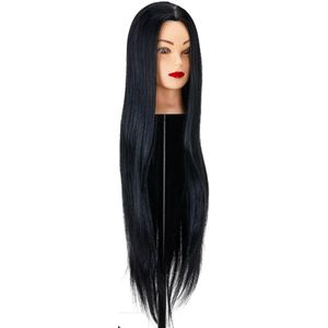 Gabbiano - Oefenhoofd Kapper - Zwart - 60 cm Haarlengte - Synthetisch Haar