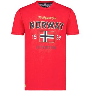 T-shirt Ronde Hals Rood Met Print Geographical Norway Juitre - 3XL