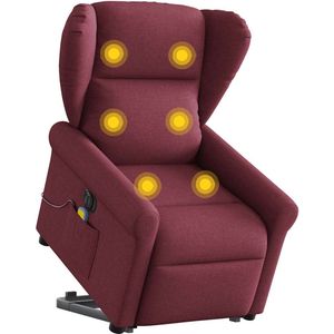 vidaXL Sta-op-massagestoel - Elektrisch Verstelbaar - Stof - Wijnrood