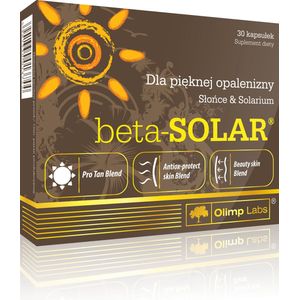 Beta-Solar 30 caps bruiningscapsules met 7 mg bètacaroteen en lycopine en met huidbeschermende ingrediënten PL/NL-label