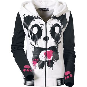 Killer Panda Mase Hood Dames Vest met capuchon - wit/zwart - M