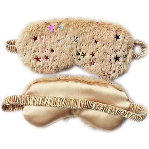 Schattig Pluizig Oogmasker voor Slapen en Reizen - Ademende Oogbedekking - Uniseks Slaapmasker voor Kinderen Volwassenen - Gouden Ster