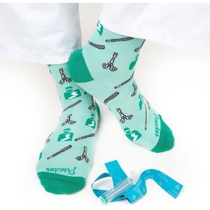 Bedrukte Sokken – Anesthesie 41-46 - Pisados - Zorgsokken - Dames en Heren Sokken - 100% Ecologische Verpakking - Groen