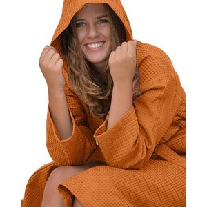 ARTG® Robezz - Wafelbadjas met Capuchon - Aardebruin - Terra - Katoen - Maat XXXXL - (4XL)