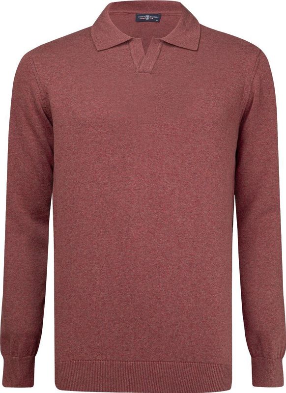 Jimmy Sanders - Gebreide Polo Trui - Roze - 100% Katoen - Heren