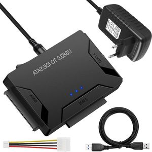 SATA en IDE adapter USB 3.0 met netschakelaar voor 2,5 inch en 3,5 inch HDD - Compatibel met Windows