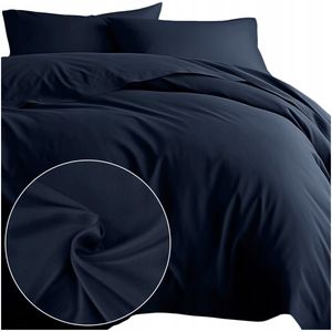 Katoen satijnen beddengoed 220x200 donkerblauw, 3-delig