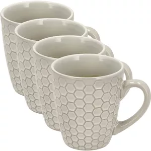 AMBITION Porseleinen beker op voet bizet 300 ml drinkbeker theebeker koffiemok mok met handvat modern plantenmotief