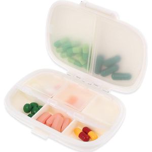 Provento - Pillendoos met opbergruimte voor dagelijks gebruik, draagbaar en compact in wit - handig voor thuis, werk en onderweg met wekelijkse, maandelijkse en dagelijkse medicatie-inname.