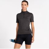 Dare2B Pedal Through It Korte Mouw Dames Fietsshirt met halve rits Zwart