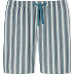 SCHIESSER Mix+Relax loungebroek kort - heren bermuda geweven stof biokatoen strepen blauwgrijs - Maat: XXL