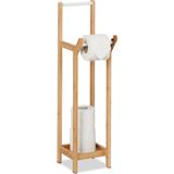 Relaxdays toiletrolhouder staand - wc rol houder - bamboe - reserverolhouder wc rollen