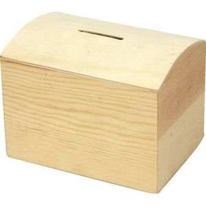 Creotime Spaarpot Hout Unisex 10 X 8 X 7 Cm