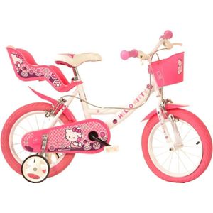 Dino Hello Kitty - Kinderfiets 14 Inch - van 3-5 Jaar - met Zijwieltjes - Meisjesfiets Wit