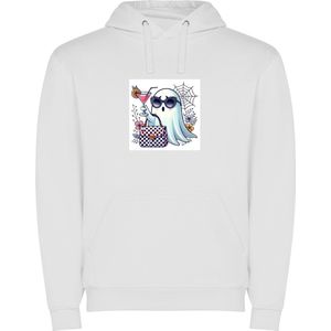 Witte unisex hoodie met “ Fancy Halloween“ Print Full Color merk Roly maat XL