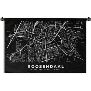 Wandkleed - Wanddoek - Plattegrond - Roosendaal - Zwart - 60x40 cm - Wandtapijt - Stadskaart
