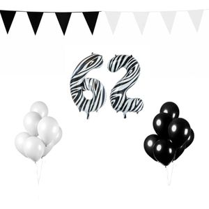 62 jaar Verjaardag Versiering Pakket Zebra