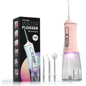 JTF UV Function F100 Water flosser Roze- Waterflosser draadloos - 5 opzetstukken - Monddouche