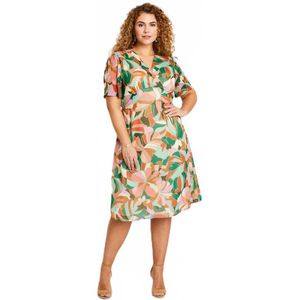 Korte rechte jurk van bedrukte voile