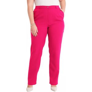 Effen broek met rechte pijpen en semi-elastische tailleband