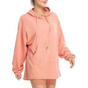 Dames Fleece Gevoerde Hoodie Sweatshirt Tuniek Oversized met Kangoeroezak en Trekkoord