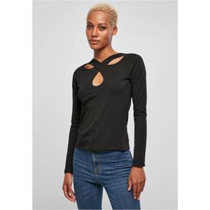 Urban Classics - Crossed Cut Out Longsleeve top - 3XL - Zwart