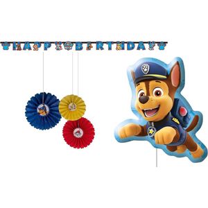 Paw Patrol - Chase - Feestversiering - Kinderfeest - Verjaardag - Themafeest - Feest - Slinger - Waaier hangdecoratie - Folie ballon.