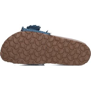 Stefano Lauran Bio Gevlochten 1 Band Slipper Met Gesp Slippers Dames - Blauw - Maat 36