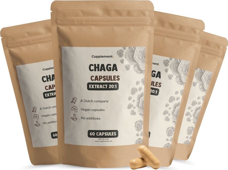 Chaga Extract Capsules - 400mg - BIO - Vegan - Duurzaam Verpakt