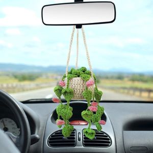 Gehaakte hangplant voor auto - Boho handgemaakte decoratieve ophangaccessoires