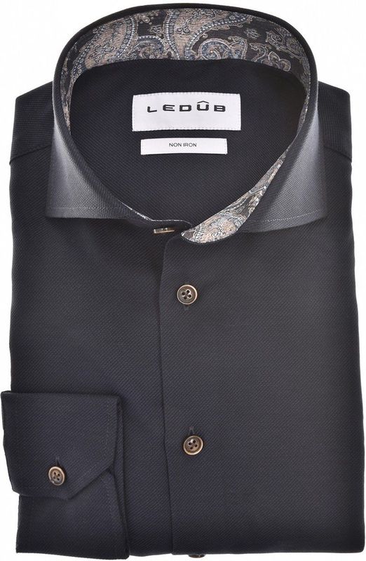 Ledub modern fit overhemd, popeline, donkerblauw