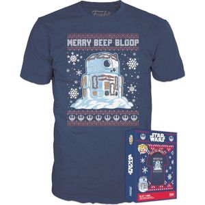 Funko Star Wars Heren Tshirt -S- Holiday POP! Tees R2-D2 Snowman Blauw