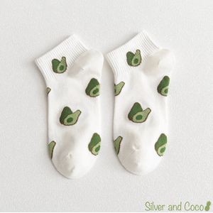 SilverAndCoco® - Avocado Sokken / Gekke Vrolijke Foute Happy Kleding voor Volwassenen / Leuke Grappige Dikke Warme Heren Vrouwen Socks / Verjaardag Sok Outfit Katoen / Mannen Vrouwen Kerst Cadeau / Enkel Sokjes Wit Groen