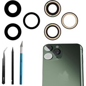 Camera glaslens vervanging - compatibel met iPhone 11 Pro/11 Pro Max - anti-scratch en waterdicht - achtercamera lens vervanging met voorgeïnstalleerde lijm en reparatietool kit