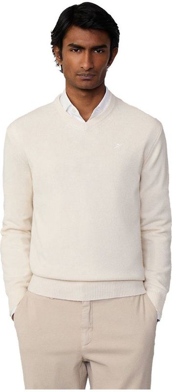 Hackett - Lambswool Trui - Wit - V-hals - Man