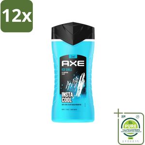 Axe - 3-in-1 Douchegel - Ice Chill - Icy Menthol - Insta Cool - 100% Plantaardig - 150 ml - Voordeelverpakking - 12 stuks - Douchegel - Deodorant