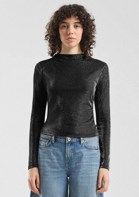 Q/S designed by - Dames t-shirt - Maat XS - Vrouwen - ZWART - polyamide